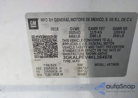 2019 GMC Terrain Slt из США, поврежденный, VIN 3GKALPEV4KL164578